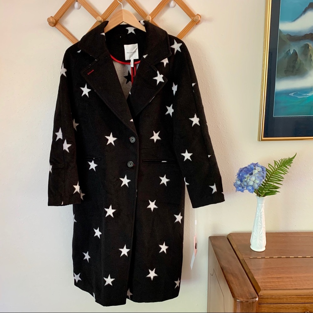 Avec Les Filles Black Star Pattern Coat